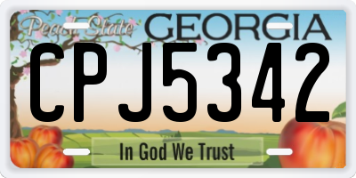 GA license plate CPJ5342