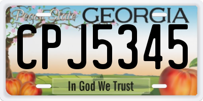 GA license plate CPJ5345