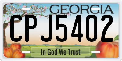 GA license plate CPJ5402