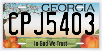 GA license plate CPJ5403
