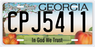GA license plate CPJ5411