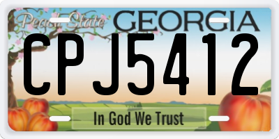 GA license plate CPJ5412