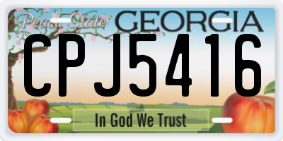 GA license plate CPJ5416