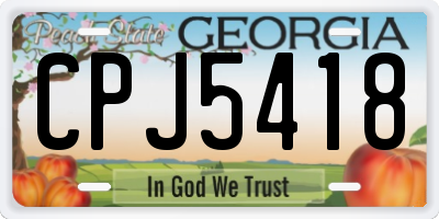 GA license plate CPJ5418