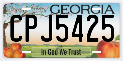 GA license plate CPJ5425