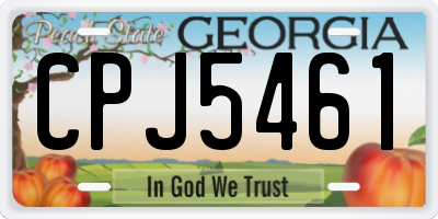 GA license plate CPJ5461