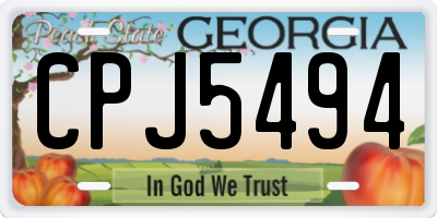 GA license plate CPJ5494