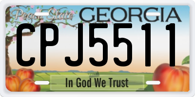 GA license plate CPJ5511