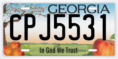 GA license plate CPJ5531