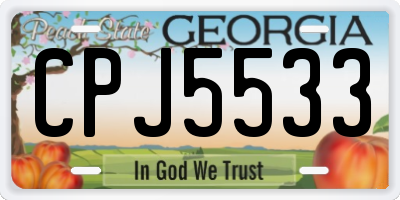 GA license plate CPJ5533