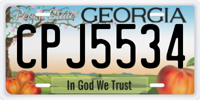 GA license plate CPJ5534