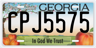GA license plate CPJ5575
