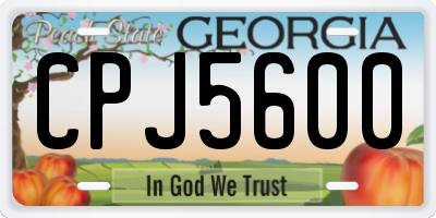 GA license plate CPJ5600