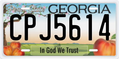 GA license plate CPJ5614