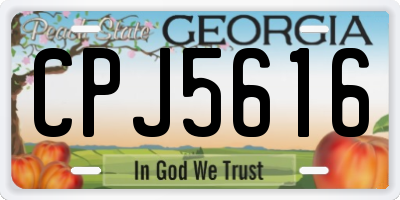 GA license plate CPJ5616