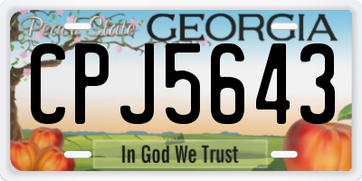GA license plate CPJ5643