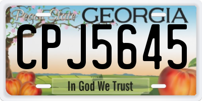 GA license plate CPJ5645