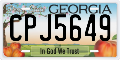GA license plate CPJ5649