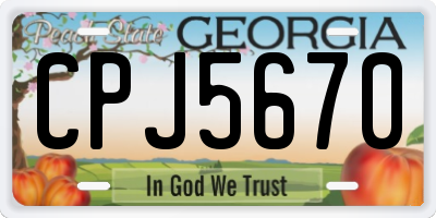 GA license plate CPJ5670