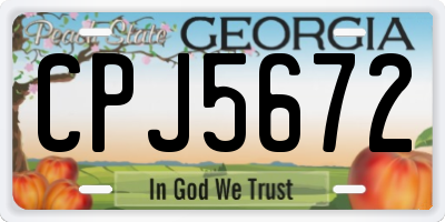 GA license plate CPJ5672