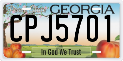 GA license plate CPJ5701