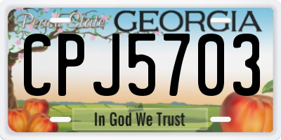 GA license plate CPJ5703