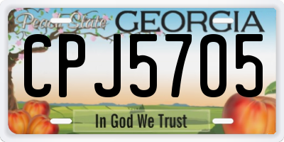 GA license plate CPJ5705