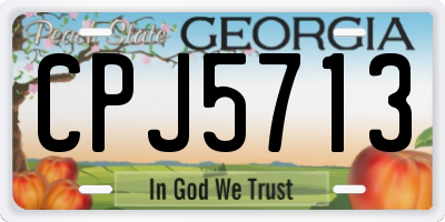 GA license plate CPJ5713