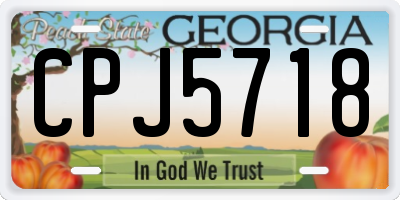 GA license plate CPJ5718