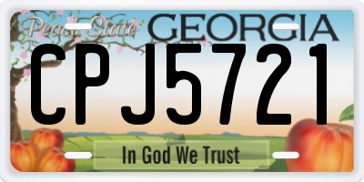 GA license plate CPJ5721