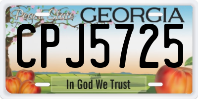 GA license plate CPJ5725