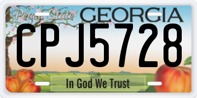 GA license plate CPJ5728