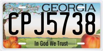 GA license plate CPJ5738