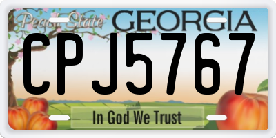 GA license plate CPJ5767