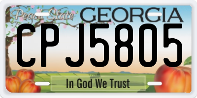 GA license plate CPJ5805