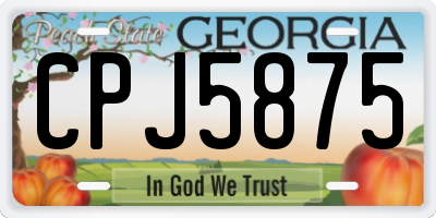 GA license plate CPJ5875