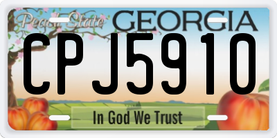 GA license plate CPJ5910