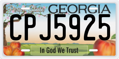 GA license plate CPJ5925