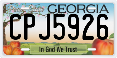 GA license plate CPJ5926