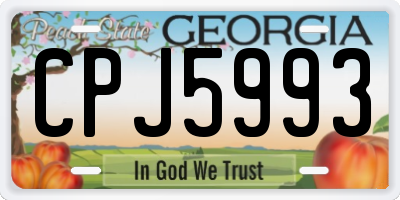 GA license plate CPJ5993