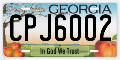 GA license plate CPJ6002