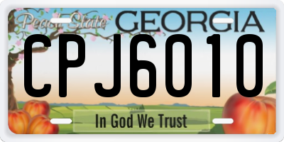 GA license plate CPJ6010