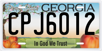GA license plate CPJ6012
