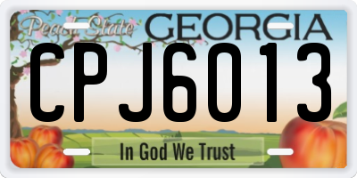 GA license plate CPJ6013
