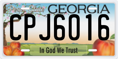 GA license plate CPJ6016