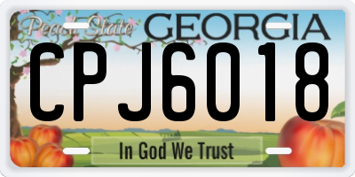 GA license plate CPJ6018