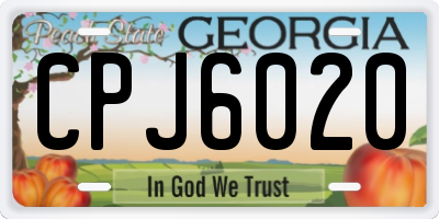 GA license plate CPJ6020
