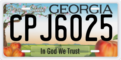 GA license plate CPJ6025