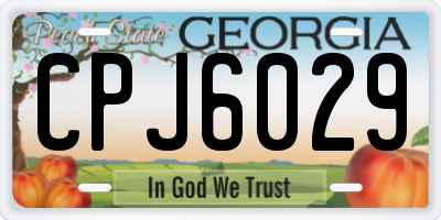 GA license plate CPJ6029