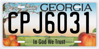 GA license plate CPJ6031
